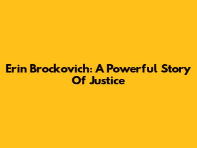 Erin Brockovich: A Powerful Story Of Justice