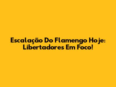 Escalação Do Flamengo Hoje: Libertadores Em Foco!