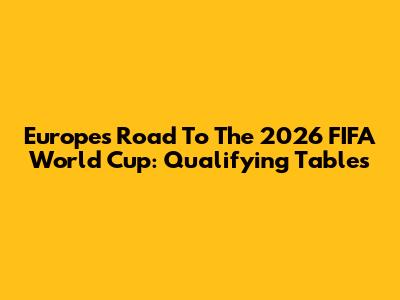 Europe's Road To The 2026 FIFA World Cup: Qualifying Tables