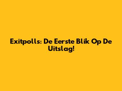 Exitpolls: De Eerste Blik Op De Uitslag!