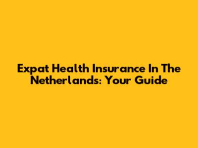 Expat Health Insurance In The Netherlands: Your Guide