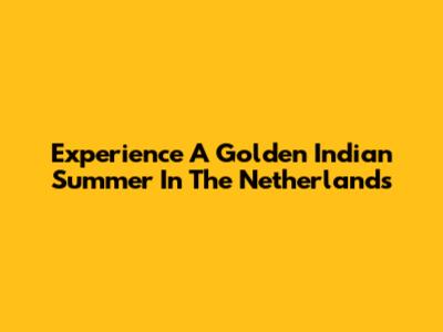 Experience A Golden Indian Summer In The Netherlands