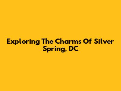 Exploring The Charms Of Silver Spring, DC