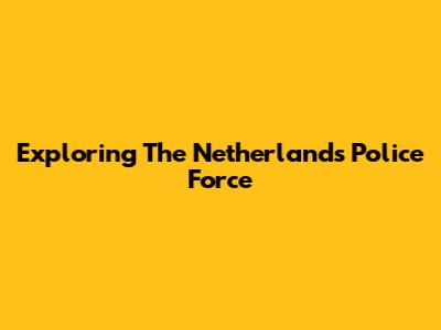 Exploring The Netherlands Police Force
