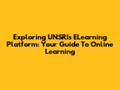 Exploring UNSRI's ELearning Platform: Your Guide To Online Learning