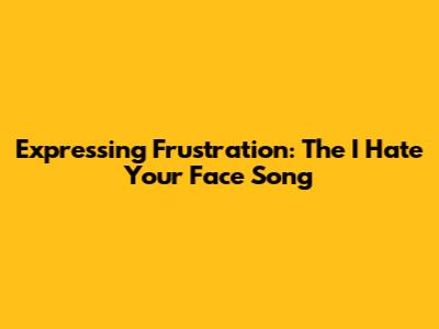 Expressing Frustration: The "I Hate Your Face" Song