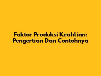 Faktor Produksi Keahlian: Pengertian Dan Contohnya