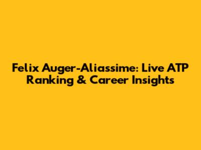 Felix Auger-Aliassime: Live ATP Ranking & Career Insights