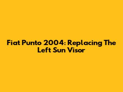 Fiat Punto 2004: Replacing The Left Sun Visor