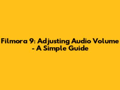 Filmora 9: Adjusting Audio Volume - A Simple Guide