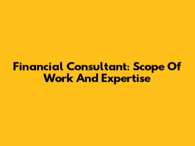 Financial Consultant: Scope Of Work And Expertise