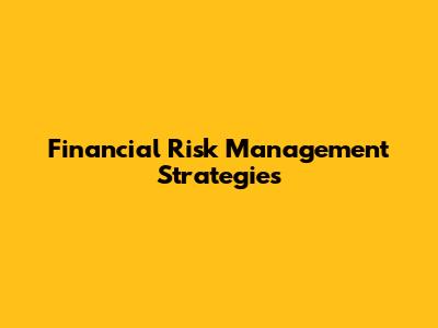 Financial Risk Management Strategies