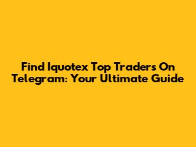 Find Iquotex Top Traders On Telegram: Your Ultimate Guide