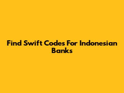 Find Swift Codes For Indonesian Banks