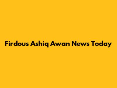Firdous Ashiq Awan News Today