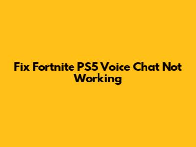 Fix Fortnite PS5 Voice Chat Not Working