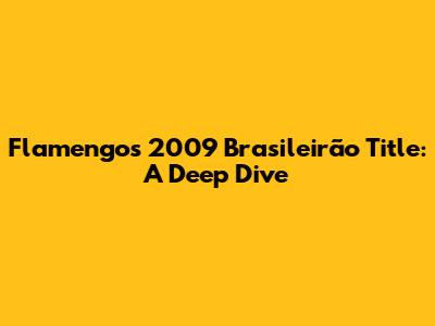 Flamengo's 2009 Brasileirão Title: A Deep Dive
