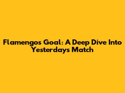 Flamengo's Goal: A Deep Dive Into Yesterday's Match