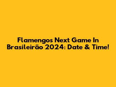 Flamengo's Next Game In Brasileirão 2024: Date & Time!