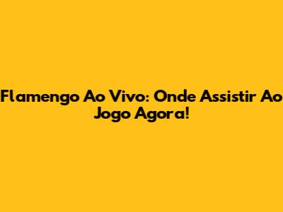 Flamengo Ao Vivo: Onde Assistir Ao Jogo Agora!