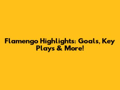 Flamengo Highlights: Goals, Key Plays & More!