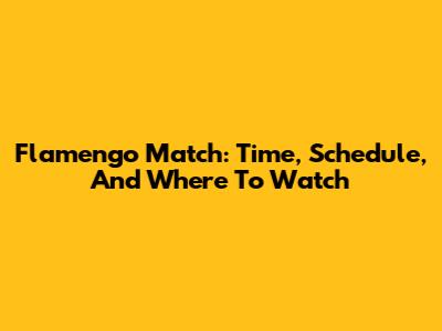 Flamengo Match: Time, Schedule, And Where To Watch