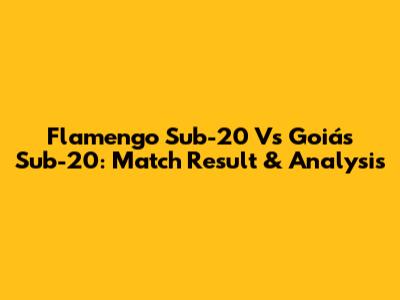 Flamengo Sub-20 Vs Goiás Sub-20: Match Result & Analysis