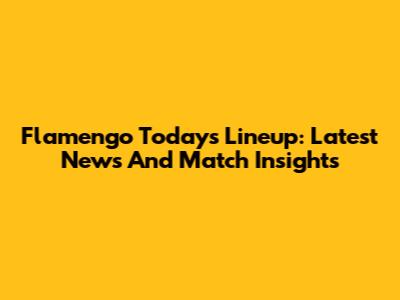 Flamengo Today's Lineup: Latest News And Match Insights