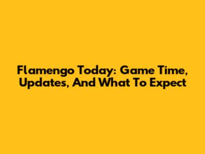 Flamengo Today: Game Time, Updates, And What To Expect