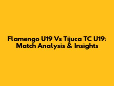 Flamengo U19 Vs Tijuca TC U19: Match Analysis & Insights