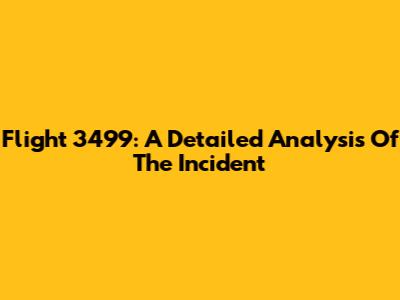Flight 3499: A Detailed Analysis Of The Incident
