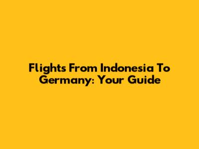 Flights From Indonesia To Germany: Your Guide