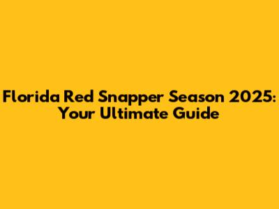Florida Red Snapper Season 2025: Your Ultimate Guide