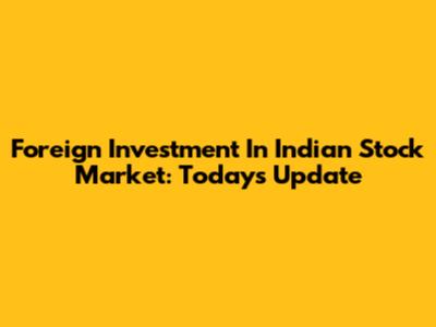 Foreign Investment In Indian Stock Market: Today's Update