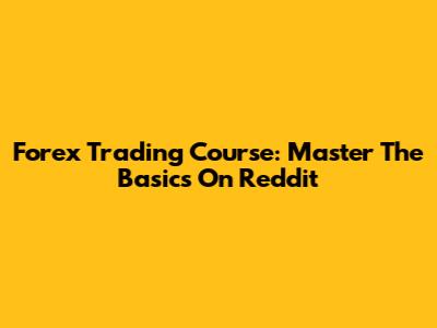Forex Trading Course: Master The Basics On Reddit
