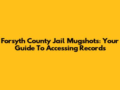 Forsyth County Jail Mugshots: Your Guide To Accessing Records