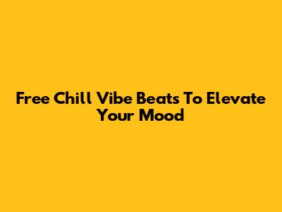 Free Chill Vibe Beats To Elevate Your Mood
