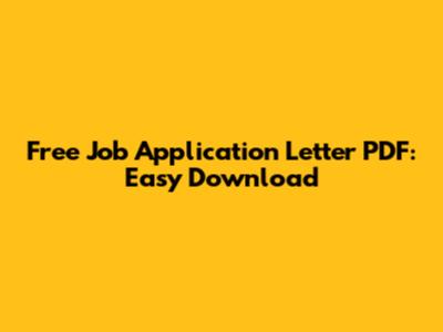 Free Job Application Letter PDF: Easy Download
