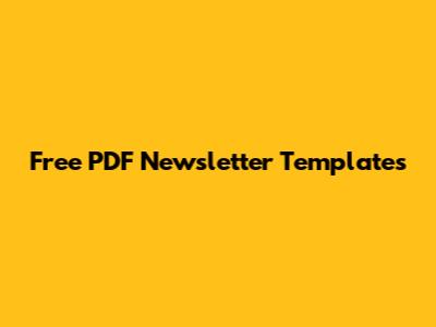 Free PDF Newsletter Templates