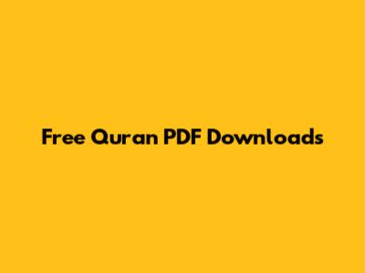 Free Quran PDF Downloads