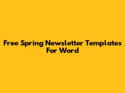 Free Spring Newsletter Templates For Word