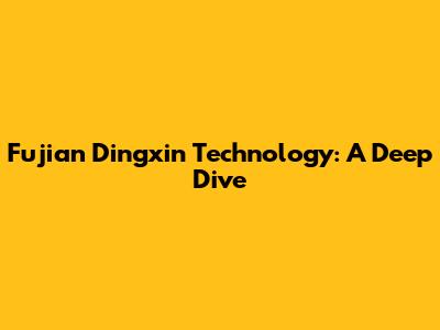 Fujian Dingxin Technology: A Deep Dive