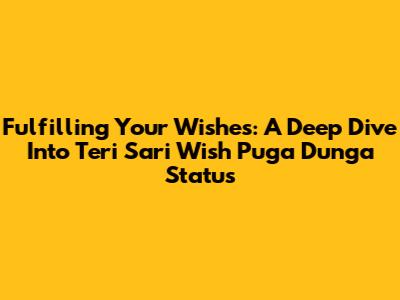 Fulfilling Your Wishes: A Deep Dive Into 'Teri Sari Wish Puga Dunga' Status