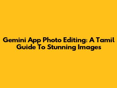 Gemini App Photo Editing: A Tamil Guide To Stunning Images