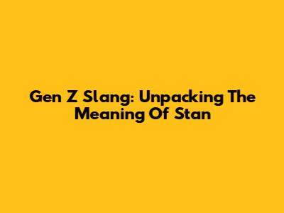 Gen Z Slang: Unpacking The Meaning Of 'Stan'