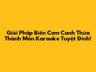Giải Pháp Biến Cơm Canh Thừa Thành Món Karaoke Tuyệt Đỉnh!