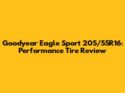 Goodyear Eagle Sport 205/55R16: Performance Tire Review