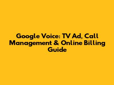 Google Voice: TV Ad, Call Management & Online Billing Guide