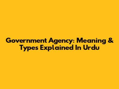 Government Agency: Meaning & Types Explained In Urdu