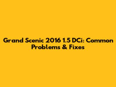Grand Scenic 2016 1.5 DCi: Common Problems & Fixes